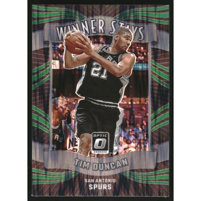 2023-24 Donruss Optic Winner Stays Green Shock #5 Tim Duncan
