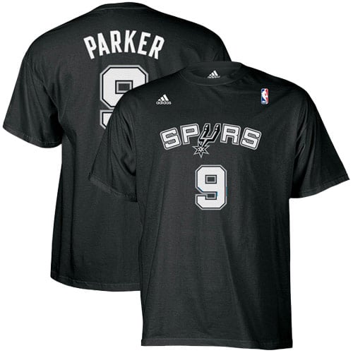 adidas San Antonio Spurs #9 Tony Parker Black Game Time T-shirt