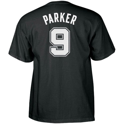 トップス number nine damage emblem Parker size 4 adidas San Antonio Spurs #9 Tony Parker Black Game Time T-shirt