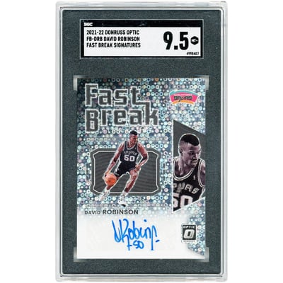 David Robinson San Antonio Spurs Autographed 2021-22 Panini Donruss Optic Fast Break Signatures #FB-DRB SGC Authenticated 9.5 Card