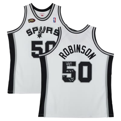 David Robinson San Antonio Spurs Autographed Fanatics Authentic White Mitchell & Ness 1998 Authentic Jersey with Multiple Inscriptions - Limited Edition of 5