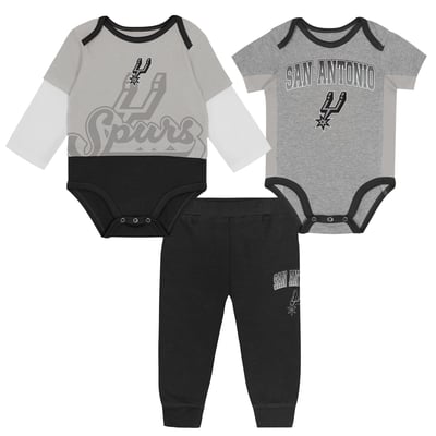 San Antonio Spurs Outerstuff Infant Rim Protectors Three-Piece Bodysuit & Pants Set