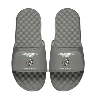  San Antonio Spurs ISlide Life is Good Slide Sandals - Gray