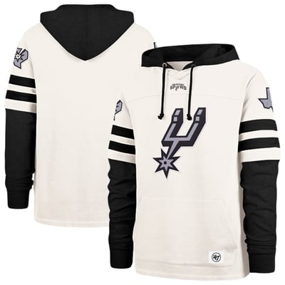  San Antonio Spurs '47 Split Zone Cornerback Duo Fleece Hoodie - Cream/Black