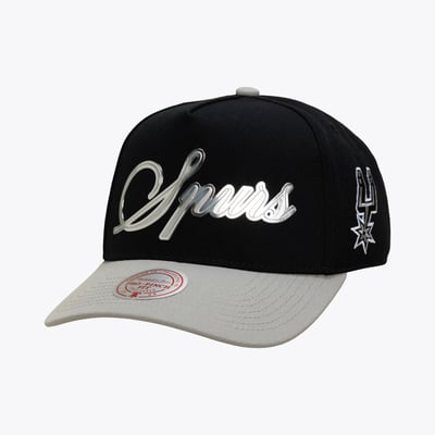 San Antonio Spurs Mitchell & Ness Legacy Made Chrome Pro Snapback Hat - Black/Silver
