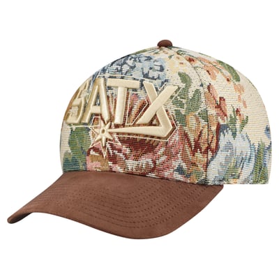 San Antonio Spurs Mitchell & Ness Tapestry Wordmark Pro Snapback Hat - Tan