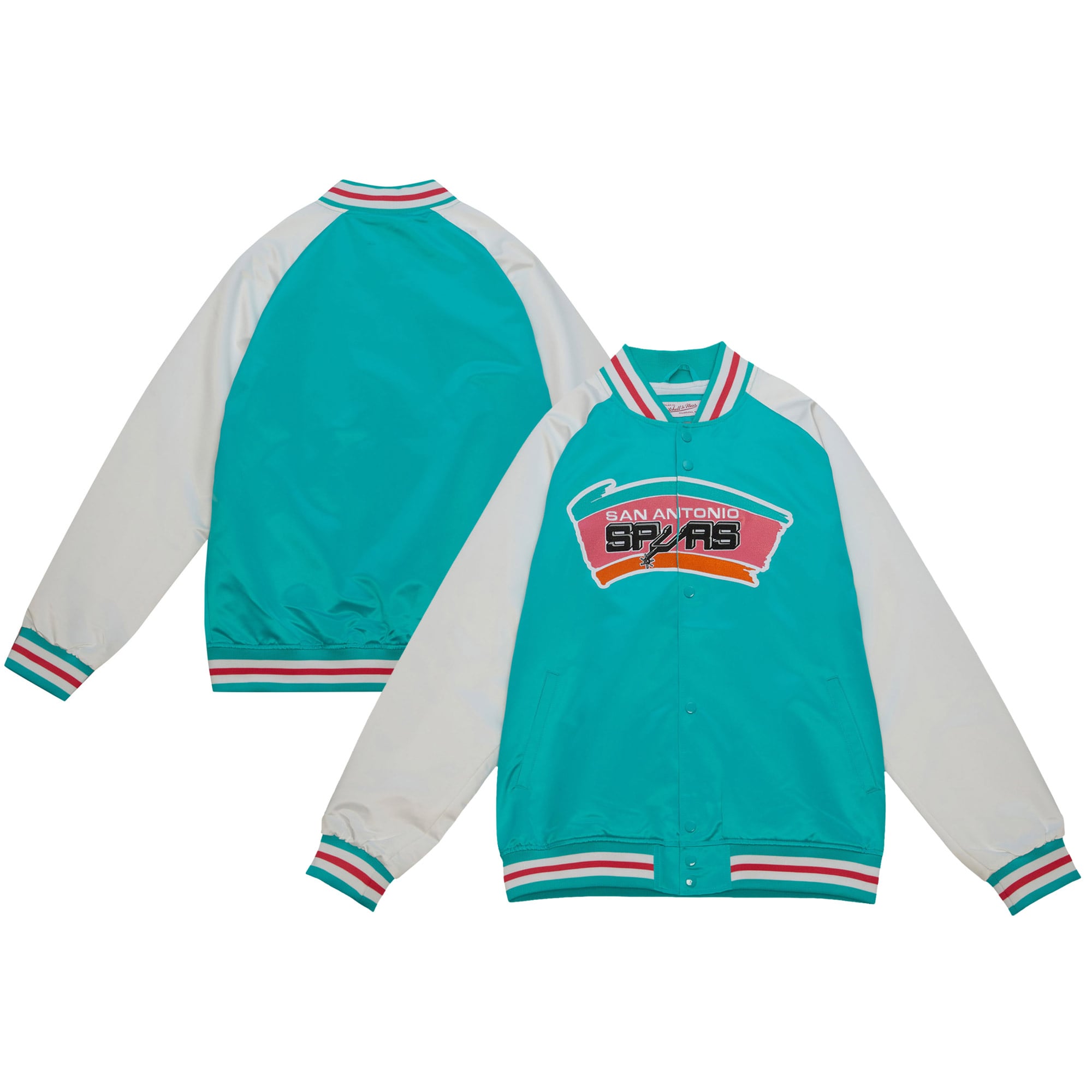 Veste Légère Satinée Mitchell & Ness San Antonio Spurs - Bleu Canard - Taille M à XXL - Neuf Avec étiquettes