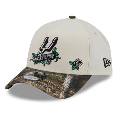  San Antonio Spurs New Era Rose Banner 9FORTY A-Frame Adjustable Hat - Cream/Camo
