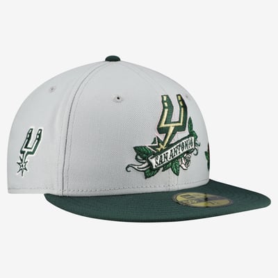  San Antonio Spurs New Era Rose Banner 59FIFTY Fitted Hat - Gray/Green
