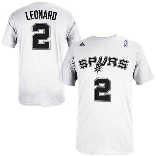 Mens San Antonio Spurs Kawhi Leonard adidas White Net Number T-Shirt