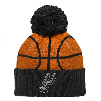 San Antonio Spurs Preschool Basketball Head Cuffed Knit Hat with Pom - Black