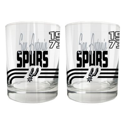San Antonio Spurs Two-Piece 12oz. Heritage Rocks Glass Set