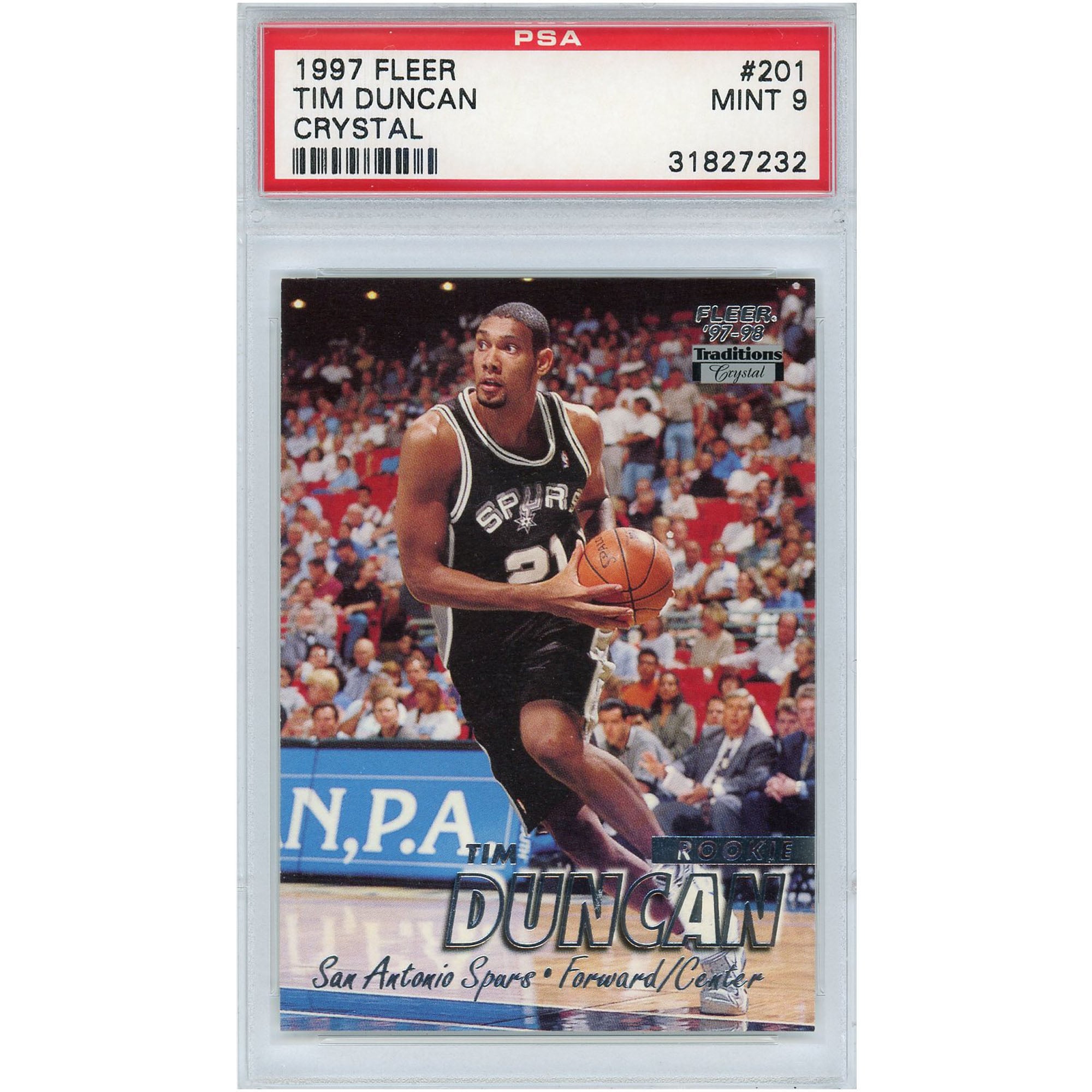 San Antonio Spurs Tim Duncan 1997 Fleer Crystal Rookie #201 Card 