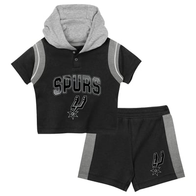 San Antonio Spurs Outerstuff Toddler Get Back Short Sleeve Hoodie & Shorts Two-Pack Set - Black