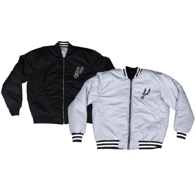  San Antonio Spurs FISLL Unisex Reversible Full-Zip Flight Jacket - Black/Gray