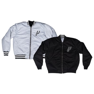  San Antonio Spurs FISLL Unisex Reversible Full-Zip Flight Jacket - Black/Gray