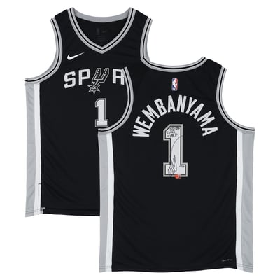 Victor Wembanyama San Antonio Spurs Autographed Fanatics Authentic Black Nike Icon Edition Swingman Jersey with Multiple Inscriptions - Limited Edition of 25