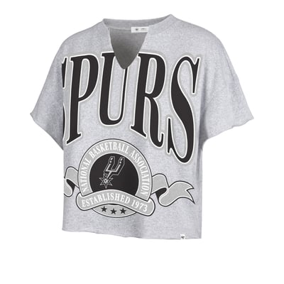 San Antonio Spurs '47 Women's Banners Out Oversized Notch Neck T-Shirt - Heather Gray