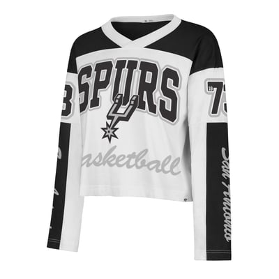  San Antonio Spurs '47 Women's Cropped Exclamation Metro Jersey Long Sleeve T-Shirt - White