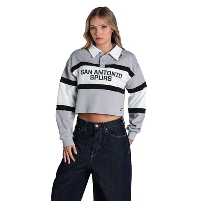  San Antonio Spurs The Wild Collective Women's Long Sleeve Crop Polo - Silver