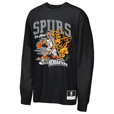 Victor Wembanyama San Antonio Spurs Mitchell & Ness Youth Fired Up Long Sleeve T-Shirt - Black