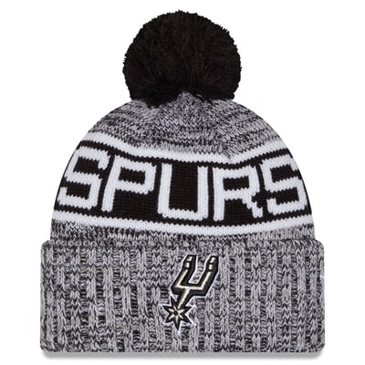 San Antonio Spurs New Era Youth Tri-Color Cuffed Knit Hat with Pom - Black