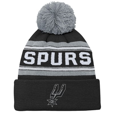  San Antonio Spurs Outerstuff Youth Backboard Jacquard Cuffed Knit Hat with Pom - Black