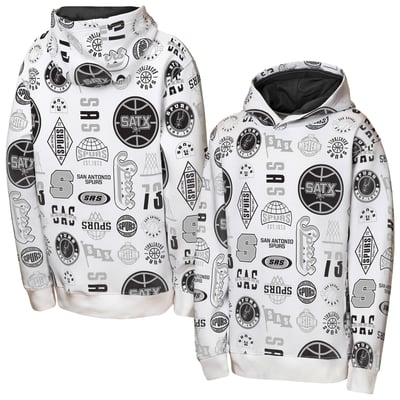 San Antonio Spurs Outerstuff Youth 3-and-D Allover Hoodie - White