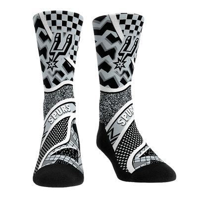  San Antonio Spurs Rock Em Youth Ball Pattern Crew Socks - Black
