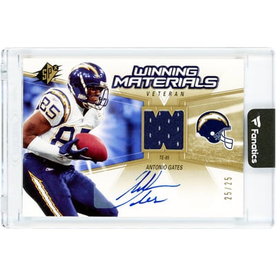 Antonio Gates San Diego Chargers Autographed 2006 Upper Deck SPx Winning Materials Veteran Game Used Jersey Relic #WMV-AG #25/25 Card 