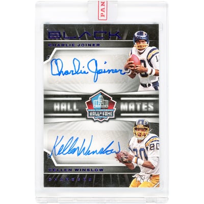 Charlie Joiner & Kellen Winslow San Diego Chargers Autographed 2023 Panini Black Hall Mates Royal #HM-CJKW #12/25 Card 