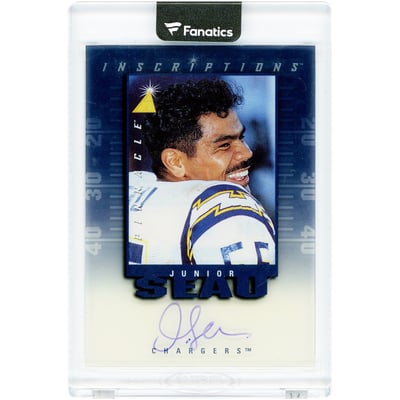 Junior Seau San Diego Chargers Autographed 1997 Pinnacle Inscriptions #NNO #1872/1900 Card 