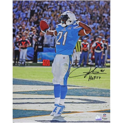 LaDainian Tomlinson San Diego Chargers Autographed Fanatics Authentic 16" x 20" Touchdown Celebration Photograph with "HOF 17" Inscription