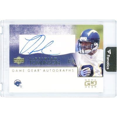 LaDainian Tomlinson San Diego Chargers Autographed 2001 Upper Deck Game Gear #LT-GS Card 