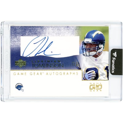 LaDainian Tomlinson San Diego Chargers Autographed 2001 Upper Deck Game Gear #LT-GS Rookie Card 