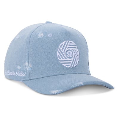 San Diego FC Live Breathe Futbol Unisex Distressed Snapback Hat - Light Blue