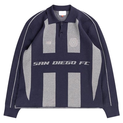 San Diego FC Live Breathe Futbol Unisex Rossi Long Sleeve Knit Polo - Navy