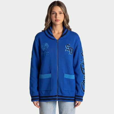 San Diego FC The Wild Collective Unisex Jacquard Full-Zip Sweater - Royal