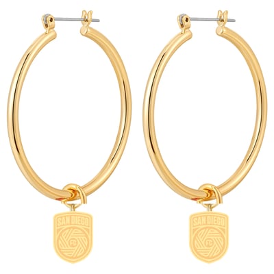 San Diego FC LUV AJ Women's XL Logo Charm Hoop Earrings - Gold