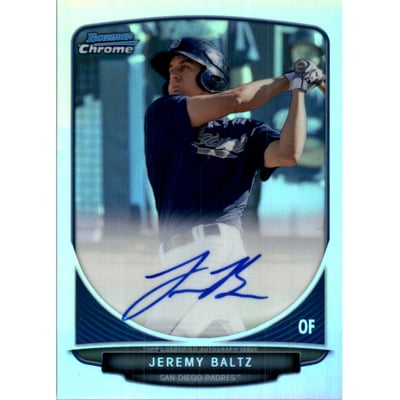 2013 Bowman Chrome Prospect Autographs Refractors #JBA Jeremy Baltz
