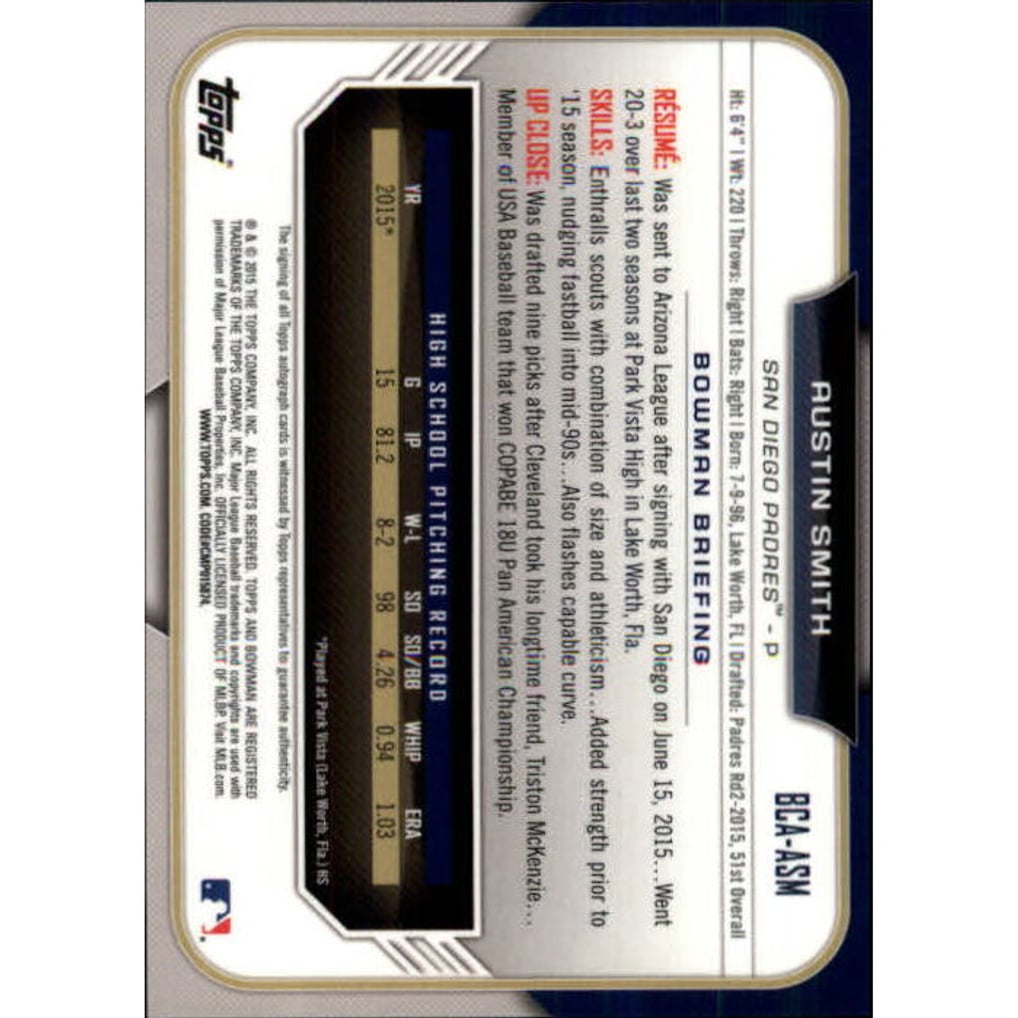2015 Bowman Chrome Draft Draft Pick Autographs #BCAASM Austin Smith