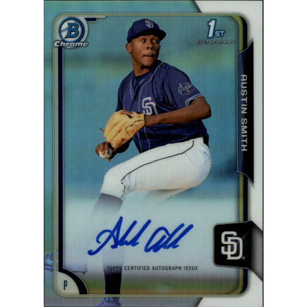 2015 Bowman Chrome Draft Draft Pick Autographs Refractors #BCAASM Austin Smith