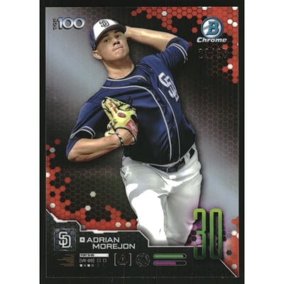 2019 Bowman Chrome Scouts Top 100 Orange Refractors #BTP30 Adrian Morejon