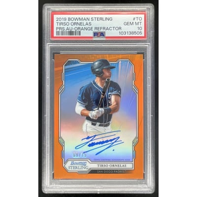 2019 Bowman Sterling Prospect & Rookie Orange Tirso Ornelas Auto /75 PSA 10