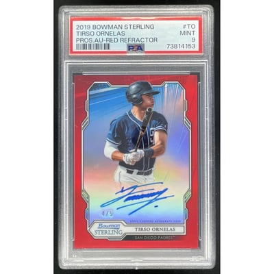 2019 Bowman Sterling Prospect & Rookie Red #BSPA-TO Tirso Ornelas Auto /5 PSA 9
