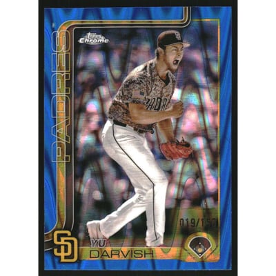 2025 Topps Chrome Blue RayWave Refractors #186 Yu Darvish