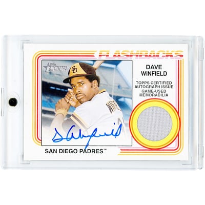 Dave Winfield San Diego Padres Autographed 2023 Topps Heritage Flashback Game Used Relic #FAR-DW #9/25 Card