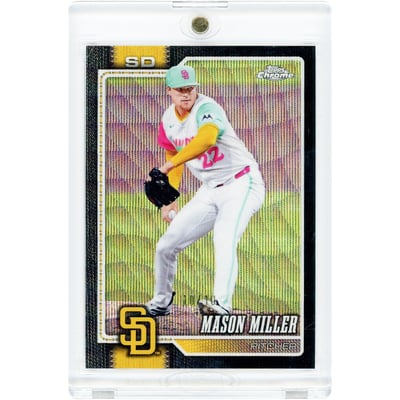 Mason Miller San Diego Padres 2026 Topps Chrome Black Ray Wave Refractor #287 #10/10 Card