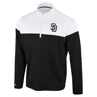 San Diego Padres Antigua Hinder Quarter-Zip Pullover - Black/White