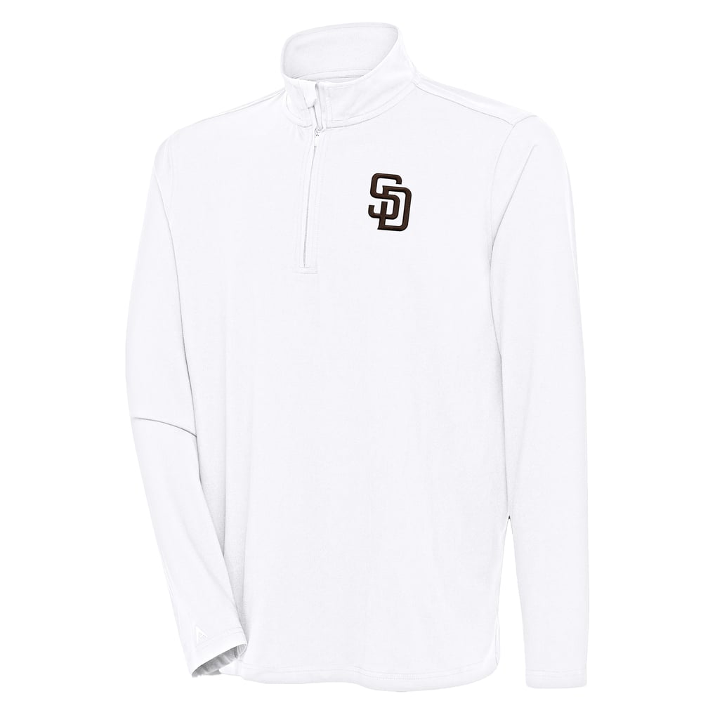  San Diego Padres Antigua Hunk Quarter-Zip Pullover Top - White